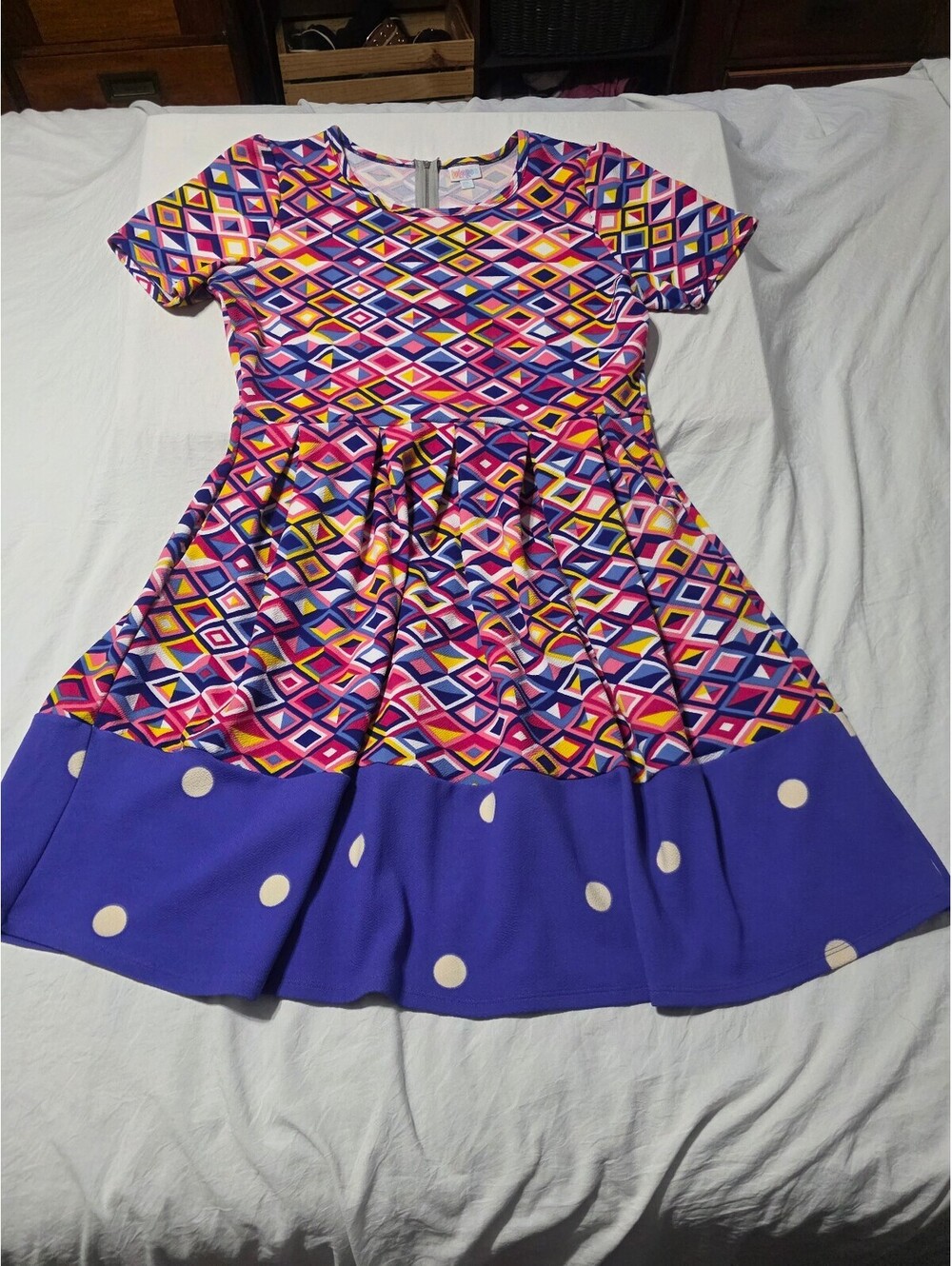 LuLaRoe Amelia Geometric Polka Dot Fit & Flare Dress 🌈